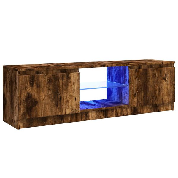 vidaXL TV-Schrank mit LED-Leuchten Räuchereiche 120x30x36 cm