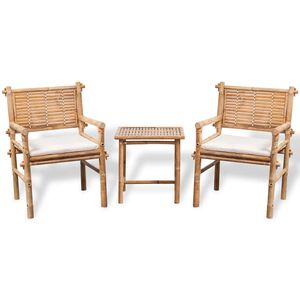 vidaXL 3-tlg. Bistro-Set mit Auflagen Bambus