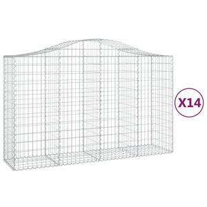 vidaXL Gabionen mit Hochbogen 14Stk. 200x50x120/140cm Verzinktes Eisen