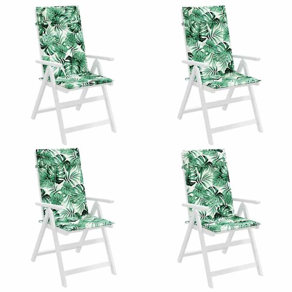 vidaXL Hochlehner-Auflagen 4 Stk. Blattmuster Oxford-Gewebe