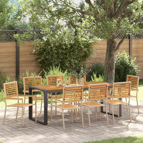 vidaXL Garten Essgruppe 9 pcs Beige und Braun Poly-Rattan