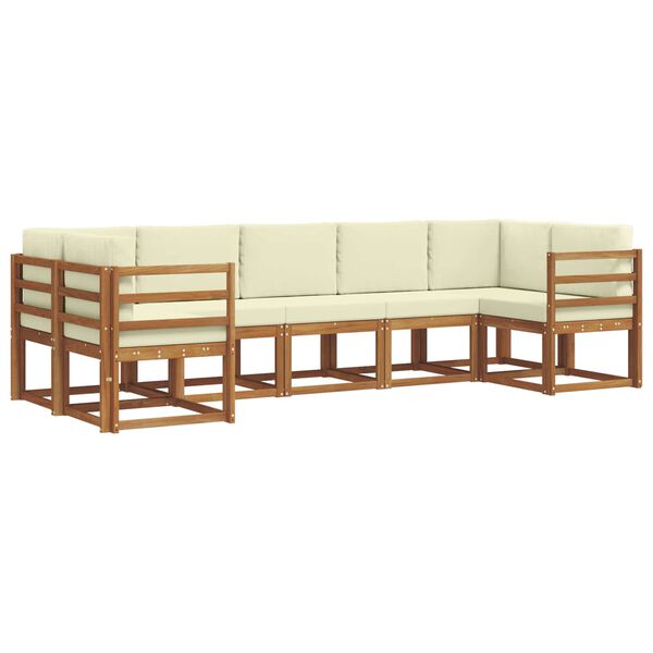 vidaXL Outdoor-Sofagarnitur mit Kissen 7 pcs Natur und Creme