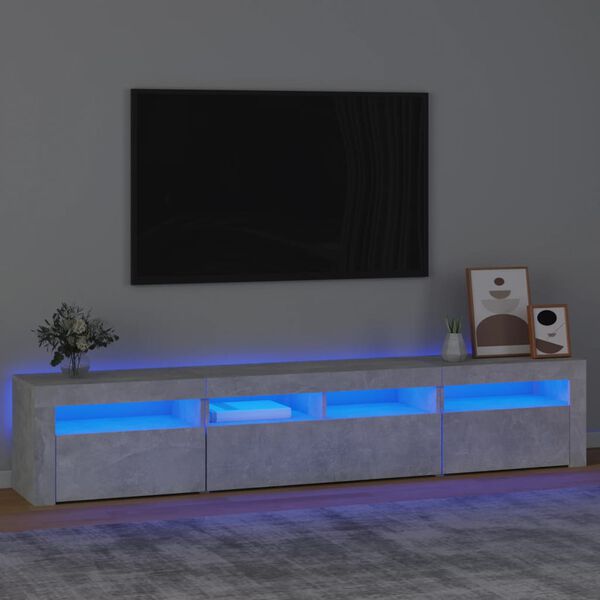 vidaXL TV-Schrank mit LED-Leuchten Betongrau 210x35x40 cm