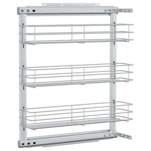 vidaXL 3-stufiger K&uuml;chen-Drahtkorb Ausziehbar Silbern 47x15,5x55,5 cm