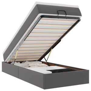 vidaXL Ottoman-Bett mit Matratze Grau 100x200 cm Kunstleder