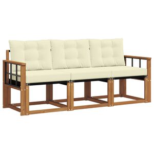 vidaXL Outdoor-Sofagarnitur mit Kissen 3 pcs Natur und Creme