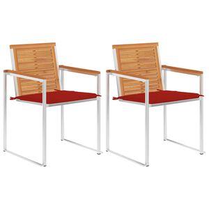 vidaXL Gartenst&uuml;hle mit Kissen 2 Stk. Massivholz Akazie und Stahl