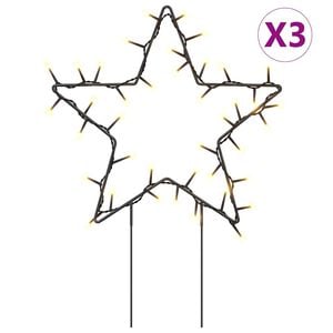 vidaXL Weihnachtssterne mit Erdspie&szlig;en 3 Stk. 50 LEDs 29 cm