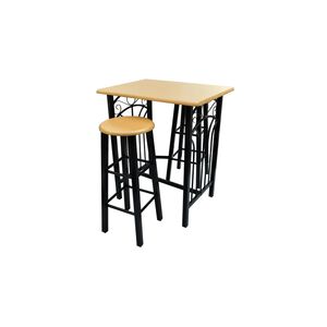 vidaXL Fr&uuml;chst&uuml;cksbar Hellbraunes Holz Schwarzer Stahl