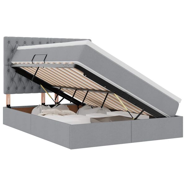 vidaXL Aufbewahrungsbett mit Matratze Hellgrau 140 x 190 cm Polyester