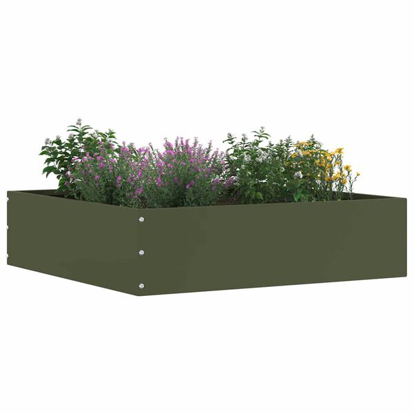 vidaXL Raseneinfassung 6 pcs Olive Gr&uuml;n 50 x 50 x 13 cm Stahl