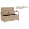 vidaXL Gartenbank mit Stauraum und Kissen Beige Poly Rattan