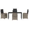 vidaXL Garten Essgruppe mit Kissen 5 pcs Grau Poly-Rattan