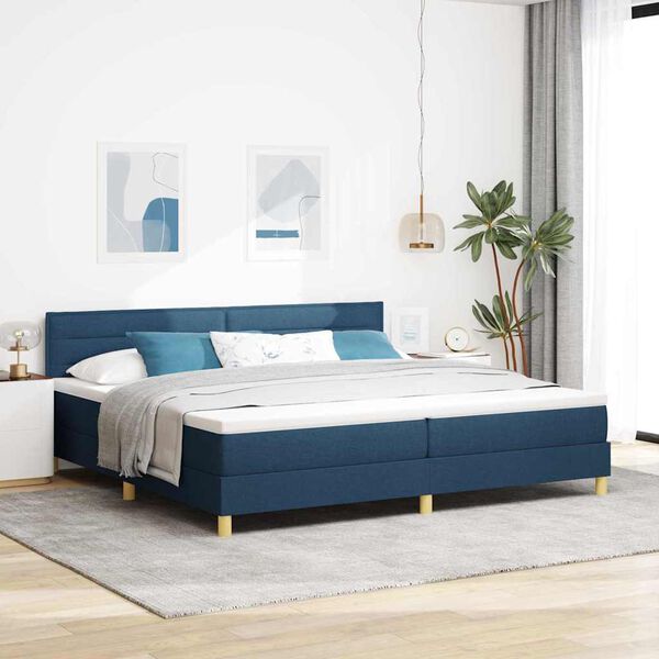 vidaXL Boxspringbett mit Matratze mit Kopfteil Blau 200 x 200 cm Stoff