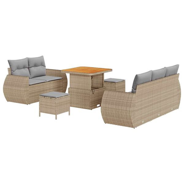 vidaXL Gartensofa-set 8 pcs Beige Poly-Rattan