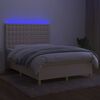 vidaXL Boxspringbett mit Matratze & LED Creme 140x200 cm Stoff