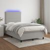 vidaXL Boxspringbett mit Matratze & LED Hellgrau 120x190 cm Stoff