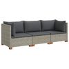 vidaXL 3 Stk. Rattan-Lounge-Set mit Kissen GENDT Naturrattan Kubu Grau