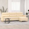 vidaXL 3-Sitzer-Sofa mit Hocker Creme 210 cm Stoff