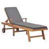 vidaXL Sonnenliege mit Auflage Massivholz Teak Dunkelgrau