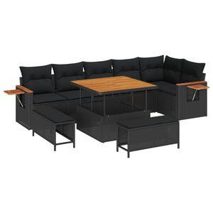 vidaXL Gartensofa-set mit Kissen 11 pcs Schwarz Poly-Rattan