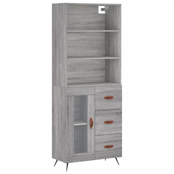 vidaXL Highboard Grau Sonoma 69,5x34x180 cm Holzwerkstoff