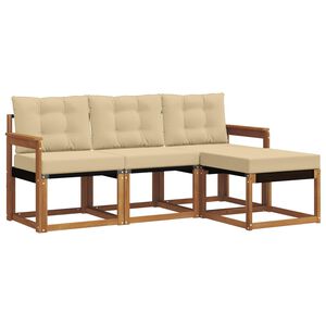 vidaXL Outdoor-Sofagarnitur mit Kissen 4 pcs Natur und Beige