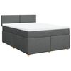 vidaXL Boxspringbett mit Matratze Dunkelgrau 140x190 cm Stoff