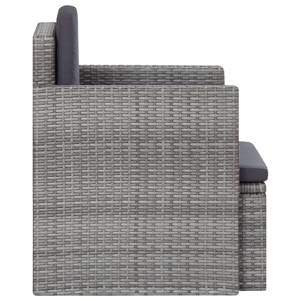 vidaXL Gartensessel mit Auflagen Poly Rattan Grau
