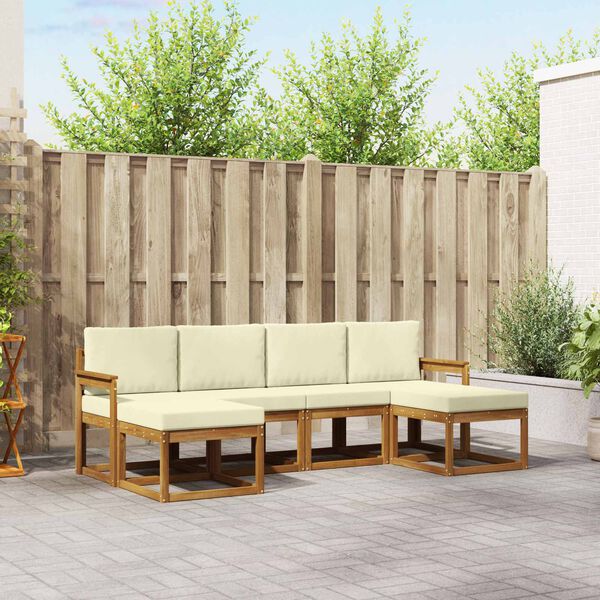 vidaXL Outdoor-Sofagarnitur 6 pcs Natur und Creme Holzwerkstoff