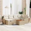 vidaXL Garten-Sofa-Set mit Kissen mit Speicher 7 pcs Beige Poly Rattan