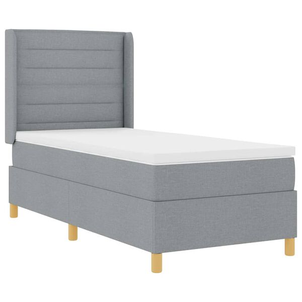 vidaXL Boxspringbett mit Matratze Hellgrau 90 x 190 cm Stoff