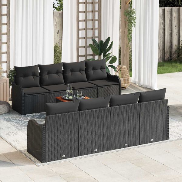 vidaXL Gartensofa-set mit Speicher 9 pcs Schwarz Poly-Rattan