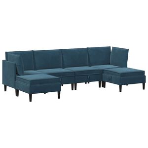 vidaXL Wohnzimmergarnitur mit Kissen mit Speicher 6 pcs Blau Samt