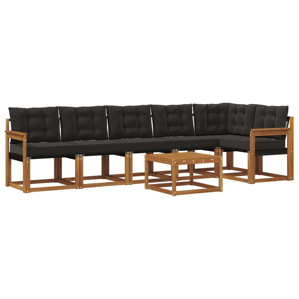 vidaXL Outdoor-Sofagarnitur mit Kissen 7 pcs Nat&uuml;rlich und Schwarz