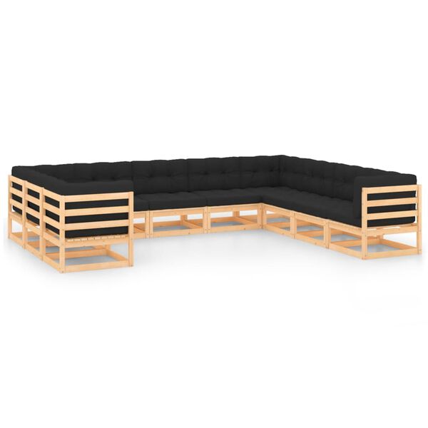 vidaXL 10-tlg. Garten-Lounge-Set mit Kissen Massivholz Kiefer
