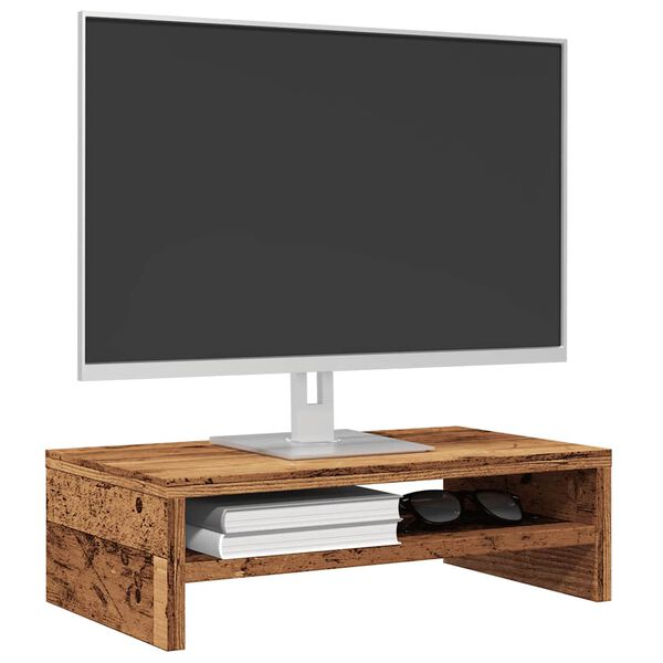 vidaXL Monitorst&auml;nder Altholz-Optik 42x24x13 cm Holzwerkstoff
