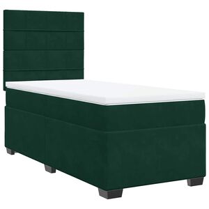 vidaXL Boxspringbett mit Matratze Dunkelgr&uuml;n 90x200 cm Samt
