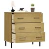 vidaXL Sideboard OSLO mit 3 Schubladen Braun 77x40x79,5 cm Massivholz