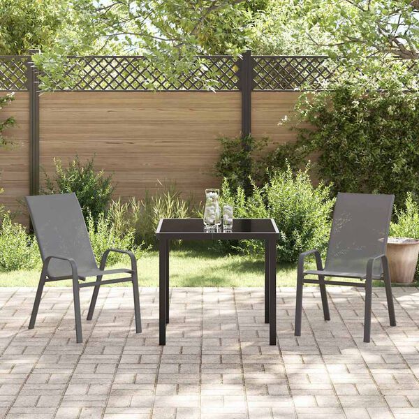 vidaXL Garten Essgruppe 3 pcs Grau und Schwarz