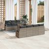 vidaXL Gartensofa-set mit Kissen mit Speicher 9 pcs Grau Poly Rattan