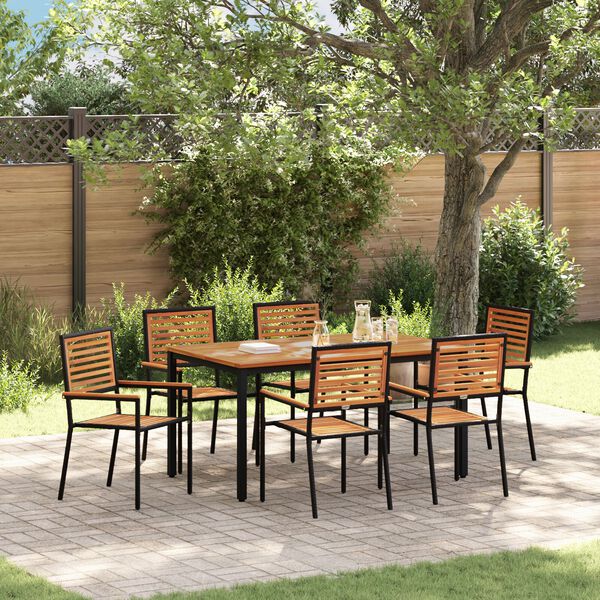 vidaXL Garten Essgruppe 7 pcs Schwarz Poly-Rattan