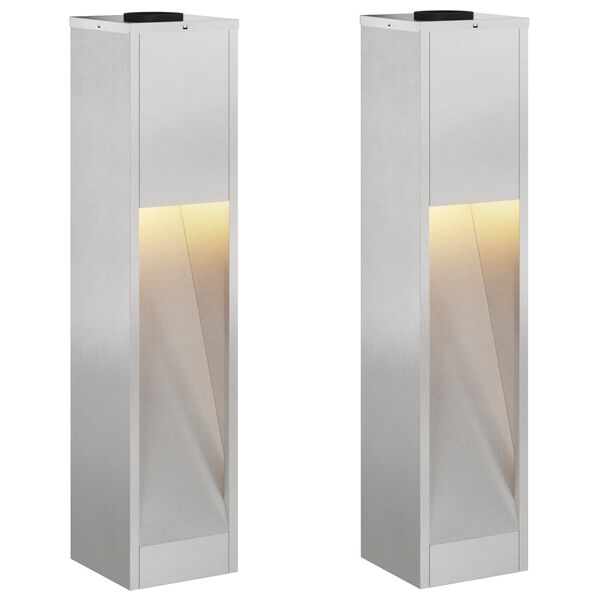 vidaXL Solar LED Wegeleuchte 2 pcs Silber Edelstahl