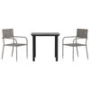 vidaXL 3-tlg. Garten-Essgruppe Grau und Schwarz Poly Rattan und Stahl