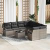 vidaXL Sofa Set mit Kissen 9 pcs Grau Poly Rattan