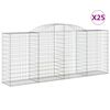 vidaXL Gabionen mit Hochbogen 25 Stk 300x50x120/140cm Verzinktes Eisen