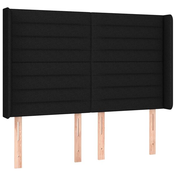 vidaXL LED Kopfteil Schwarz 147x16x118/128 cm Stoff