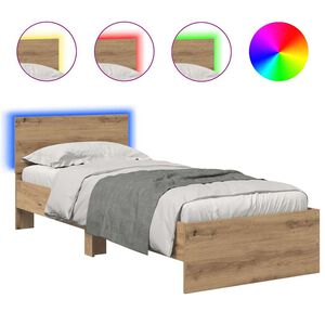 vidaXL Bettrahmen mit Kopfteil Artisan-Eiche 75 x 190 cm Holzwerkstoff