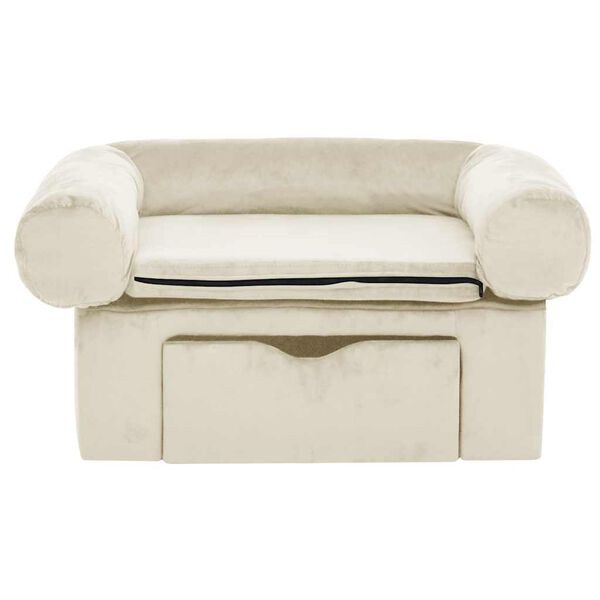 vidaXL Hundesofa mit Schublade Creme 75x50x38 cm Plüsch