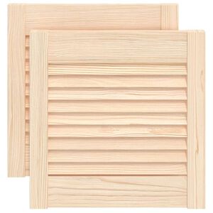 vidaXL Schrankt&uuml;ren Lamellen-Design 2 Stk. 39,5x39,4cm Massivholz
